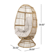 Chair with Cushion, Egg Shaped, Hand Crafted,Wooden,Fabric, Iron frame - BM323811