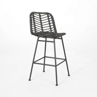 Barstool, Set of 2, Ratten, Grey, Knitted With Wire - BM323812