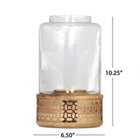 Candle Holder, 10 Inch Round Shaped With Glass Cover, Brown, Wood - BM323815
