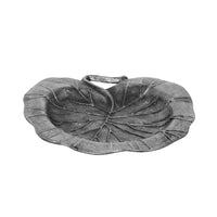 Decorative Leaf Plate, 12 Inch Textured Floral, Dark Gray Aluminium - BM323818