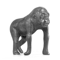 Tabletop Ape Figurine, 14 Inch Solid Crafted Design, Gray Aluminium - BM323819