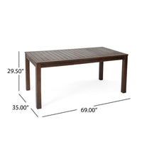 Feya Outdoor Dining Table, 69" Rectangular Top, Brown Acacia Wood - BM323824