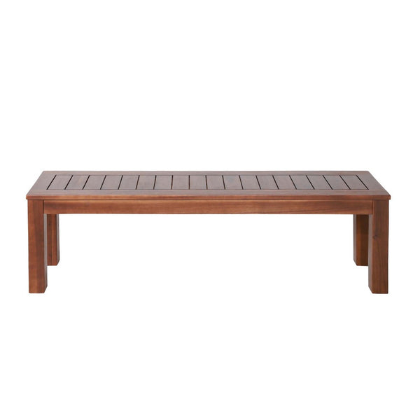 Feya Outdoor Bench Set of 2, 62 Inch Smooth Brown Acacia Wood Top - BM323825