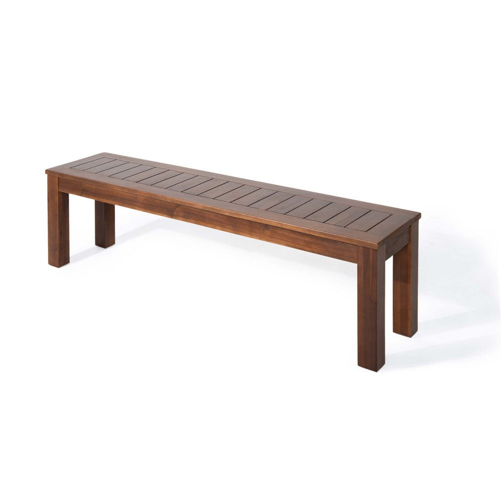 Feya Outdoor Bench Set of 2, 62 Inch Smooth Brown Acacia Wood Top - BM323825