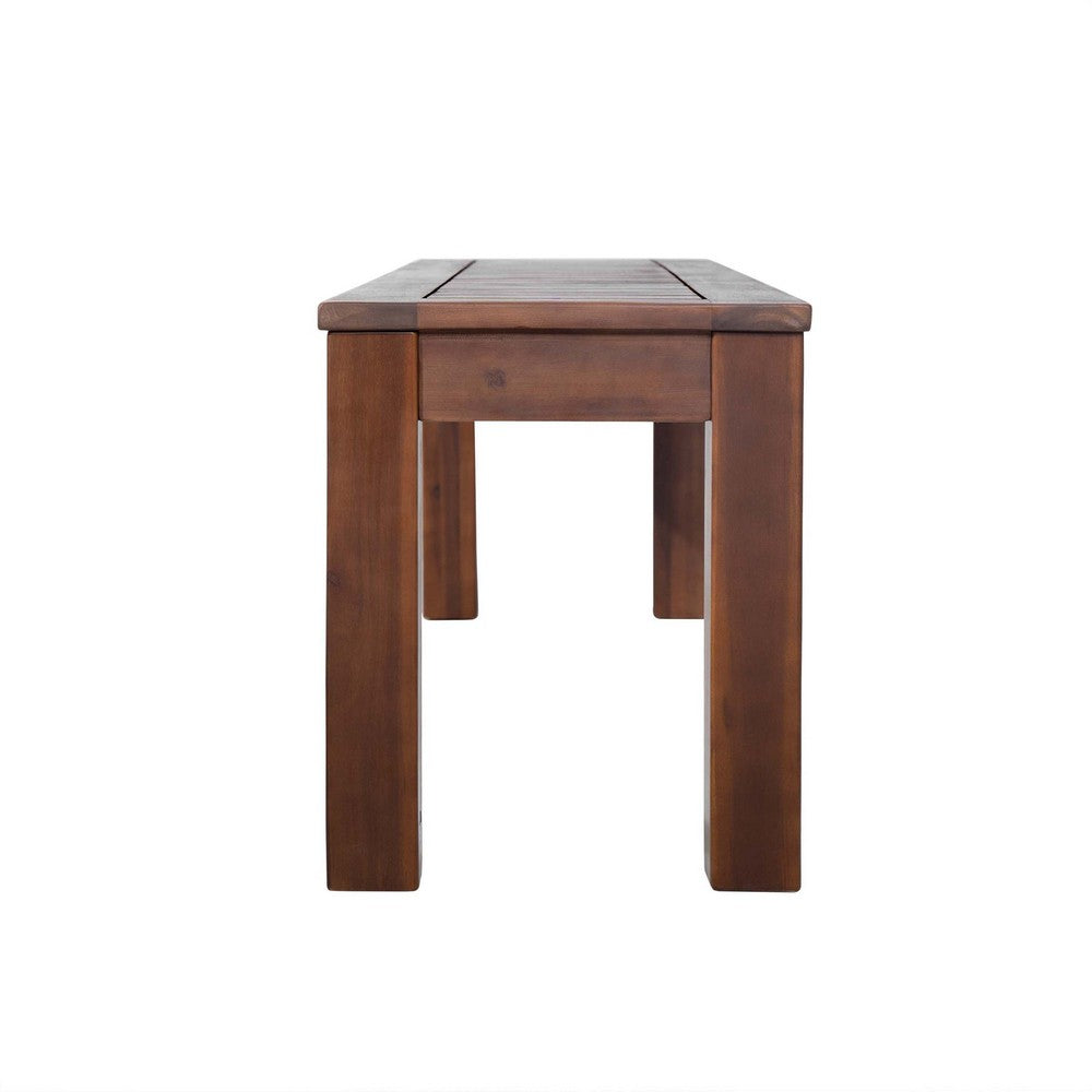 Feya Outdoor Bench Set of 2, 62 Inch Smooth Brown Acacia Wood Top - BM323825