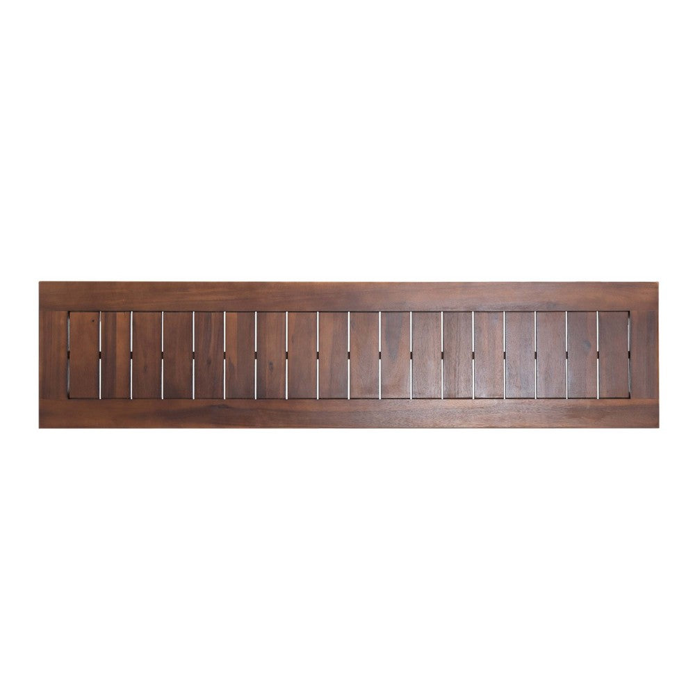 Feya Outdoor Bench Set of 2, 62 Inch Smooth Brown Acacia Wood Top - BM323825
