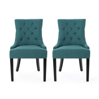 Chen Dining Chair Set of 2, 36 Inch Oval Shaped Padded Cushion, Teal - BM323829