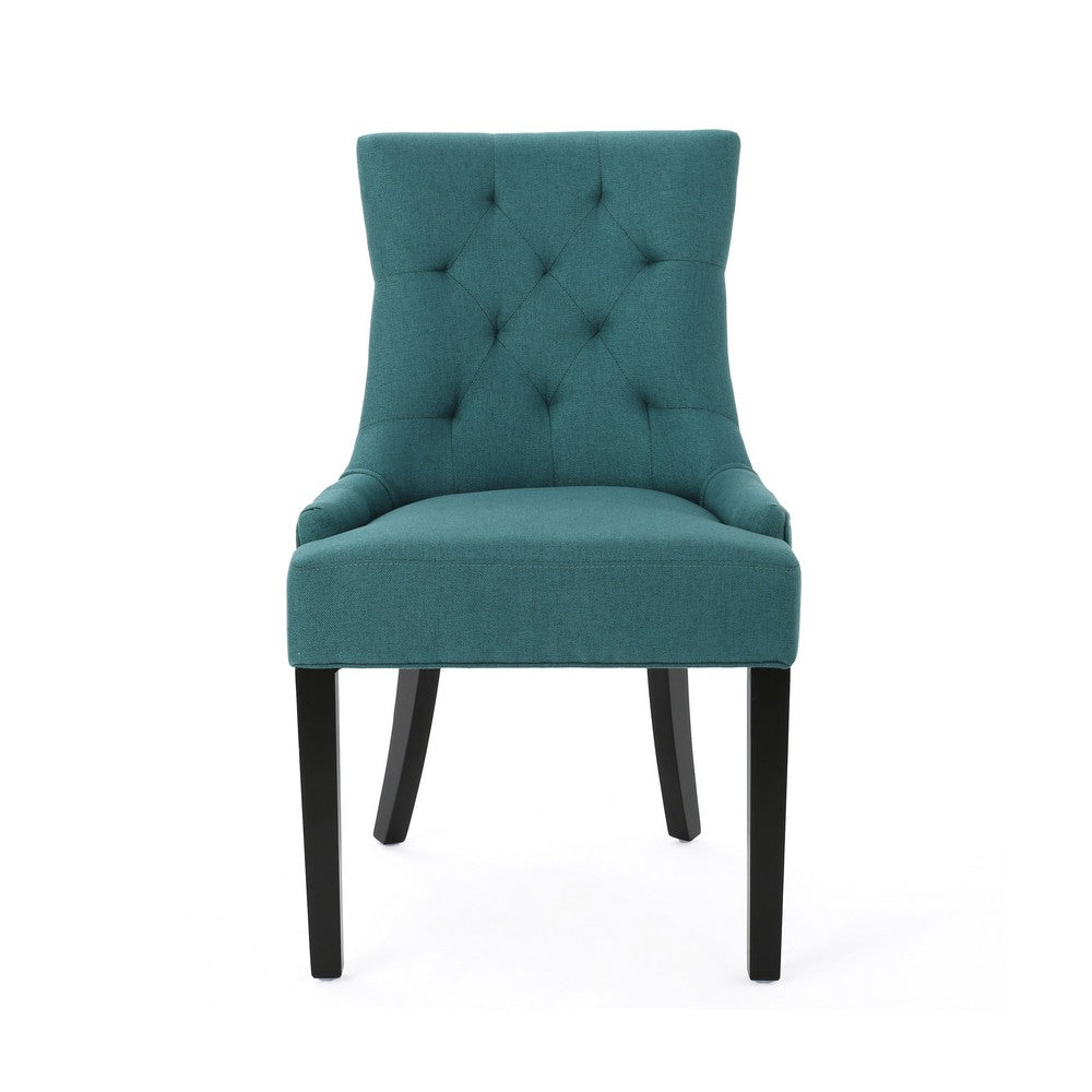 Chen Dining Chair Set of 2, 36 Inch Oval Shaped Padded Cushion, Teal - BM323829