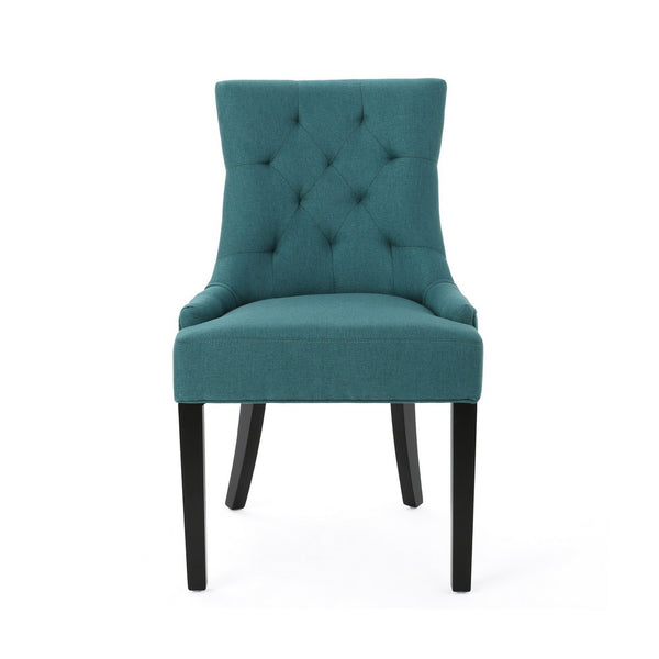 Chen Dining Chair Set of 2, 36 Inch Oval Shaped Padded Cushion, Teal - BM323829
