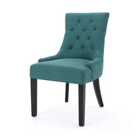 Chen Dining Chair Set of 2, 36 Inch Oval Shaped Padded Cushion, Teal - BM323829
