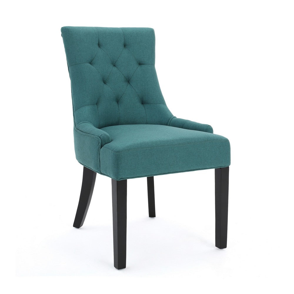 Chen Dining Chair Set of 2, 36 Inch Oval Shaped Padded Cushion, Teal - BM323829