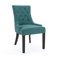 Chen Dining Chair Set of 2, 36 Inch Oval Shaped Padded Cushion, Teal - BM323829