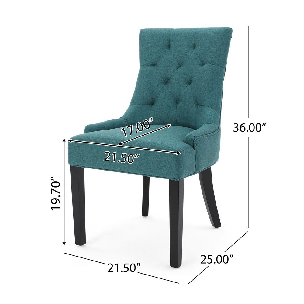 Chen Dining Chair Set of 2, 36 Inch Oval Shaped Padded Cushion, Teal - BM323829