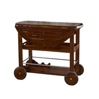 Rolling Bar Cart, 36 Inch Rectangular, 3 Tier, Oak Brown Wood, Silver - BM323831