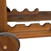 Rolling Bar Cart, 36 Inch Rectangular, 3 Tier, Oak Brown Wood, Silver - BM323831