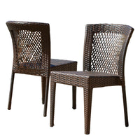 Outdoor Stackable Set of 2 Dining Chairs, 21 Inch Dark Brown PE Rattan Woven - BM323832