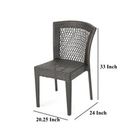 Outdoor Stackable Set of 2 Dining Chairs, 21 Inch Dark Brown PE Rattan Woven - BM323832