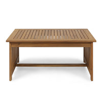 Gerry Outdoor Coffee Table, 40 Inch Rectangular Slat Brown Acacia Wood - BM323834