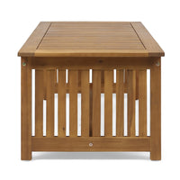 Gerry Outdoor Coffee Table, 40 Inch Rectangular Slat Brown Acacia Wood - BM323834
