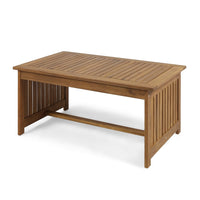 Gerry Outdoor Coffee Table, 40 Inch Rectangular Slat Brown Acacia Wood - BM323834