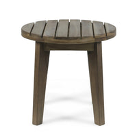 Outdoor Side End Table, Slatted, Tapered Legs 16 Inch Gray Acacia Wood - BM323850