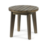 Outdoor Side End Table, Slatted, Tapered Legs 16 Inch Gray Acacia Wood - BM323850