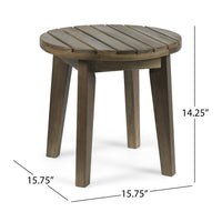Outdoor Side End Table, Slatted, Tapered Legs 16 Inch Gray Acacia Wood - BM323850
