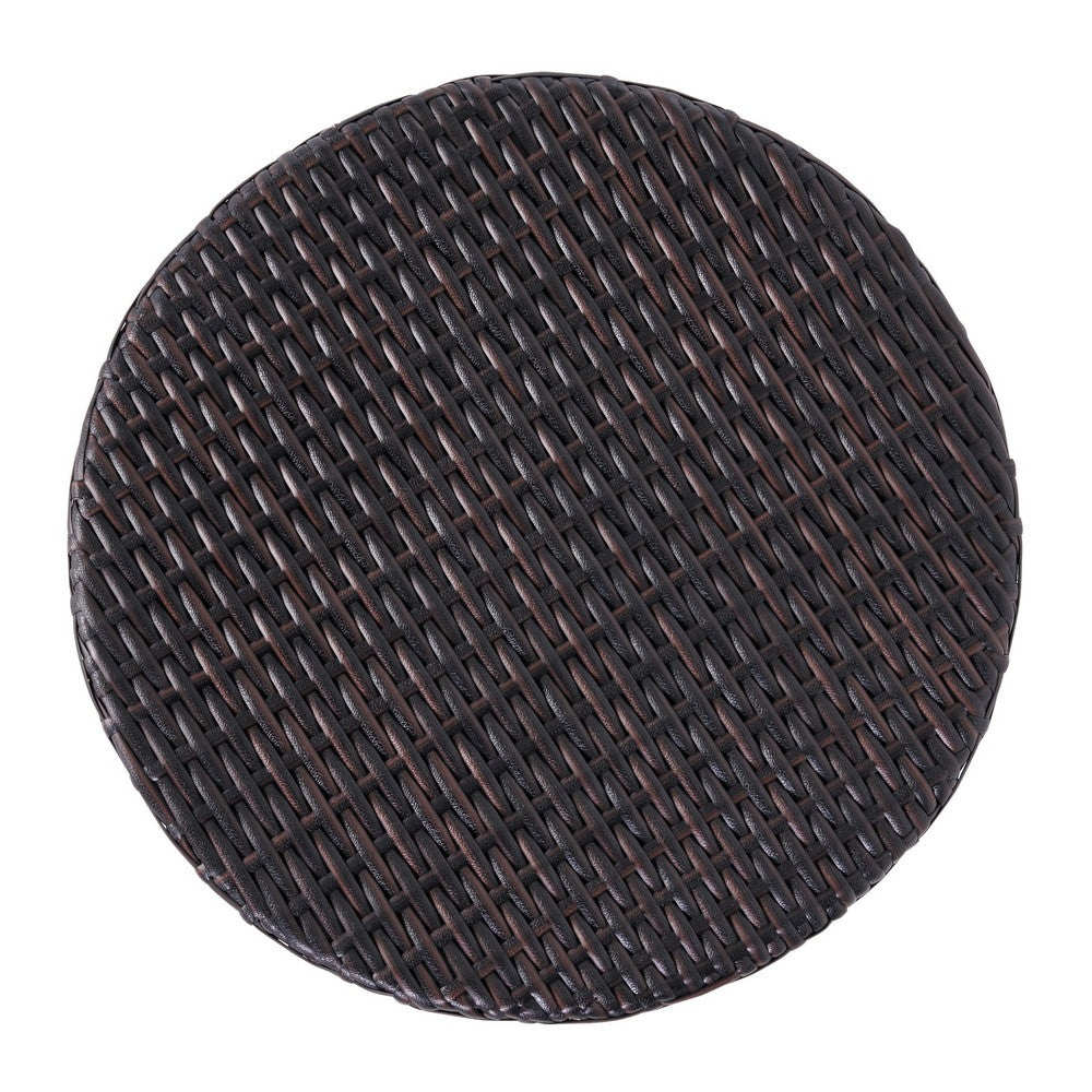 Olum Outdoor End Table, Barrel Shaped Wicker, 18 Inch Brown PE Rattan - BM323851
