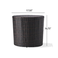 Olum Outdoor End Table, Barrel Shaped Wicker, 18 Inch Brown PE Rattan - BM323851