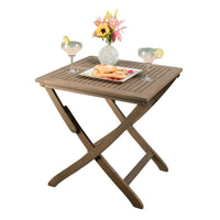 Cami Outdoor Foldable Bistro Table, X Base, 26 Inch Gray Acacia Wood - BM323853