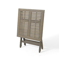 Cami Outdoor Foldable Bistro Table, X Base, 26 Inch Gray Acacia Wood - BM323853