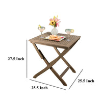 Cami Outdoor Foldable Bistro Table, X Base, 26 Inch Gray Acacia Wood - BM323853
