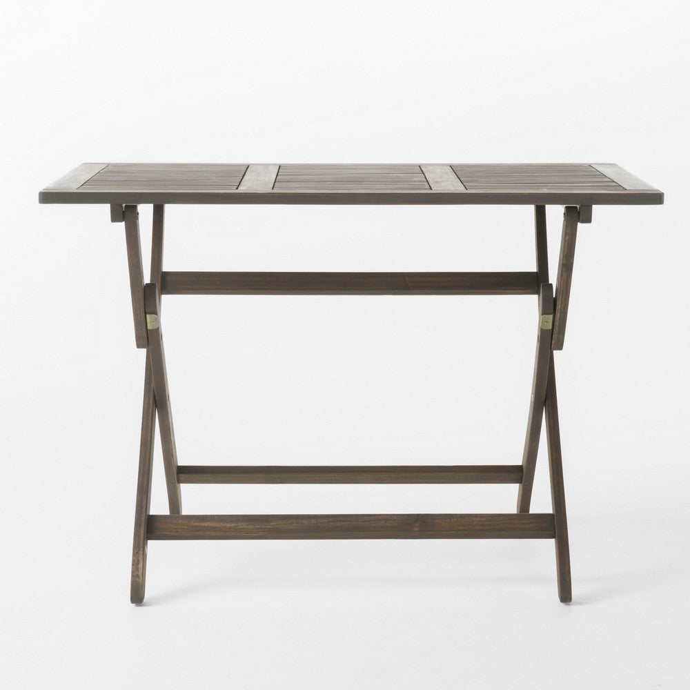 Cami Outdoor Foldable Bistro Table, 44in Rectangular Gray Acacia Wood - BM323854