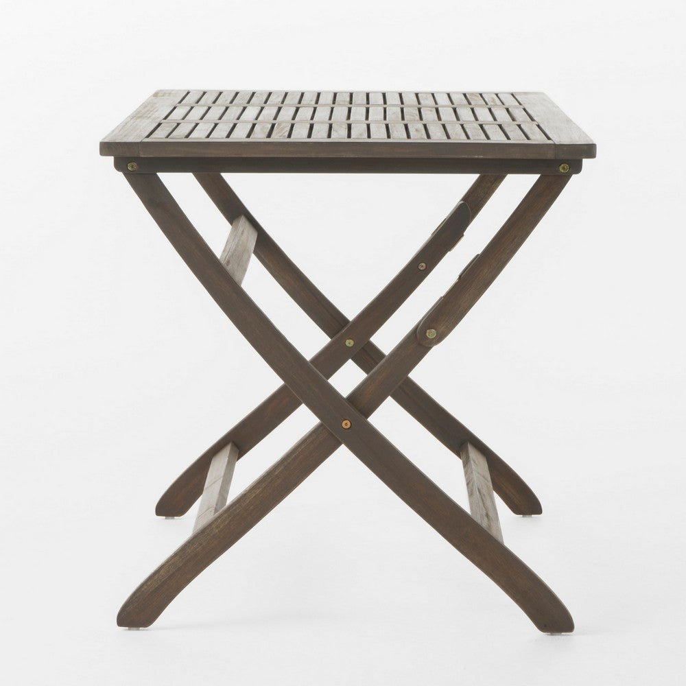 Cami Outdoor Foldable Bistro Table, 44in Rectangular Gray Acacia Wood - BM323854