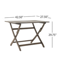 Cami Outdoor Foldable Bistro Table, 44in Rectangular Gray Acacia Wood - BM323854