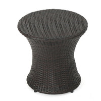 Loco Outdoor Side Table, Hourglass Shape 20 Inch Brown Rattan Wicker - BM323856