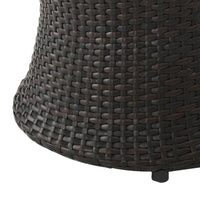 Loco Outdoor Side Table, Hourglass Shape 20 Inch Brown Rattan Wicker - BM323856