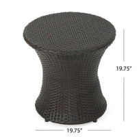 Loco Outdoor Side Table, Hourglass Shape 20 Inch Brown Rattan Wicker - BM323856