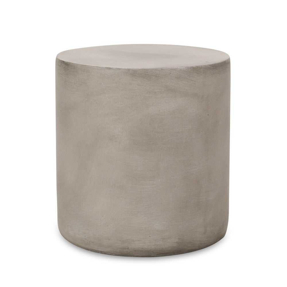 Outdoor Side Table, 16 Inch Round, Elegant Light Gray Faux Cement - BM323857