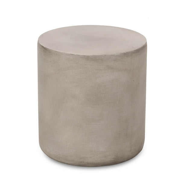 Outdoor Side Table, 16 Inch Round, Elegant Light Gray Faux Cement - BM323857