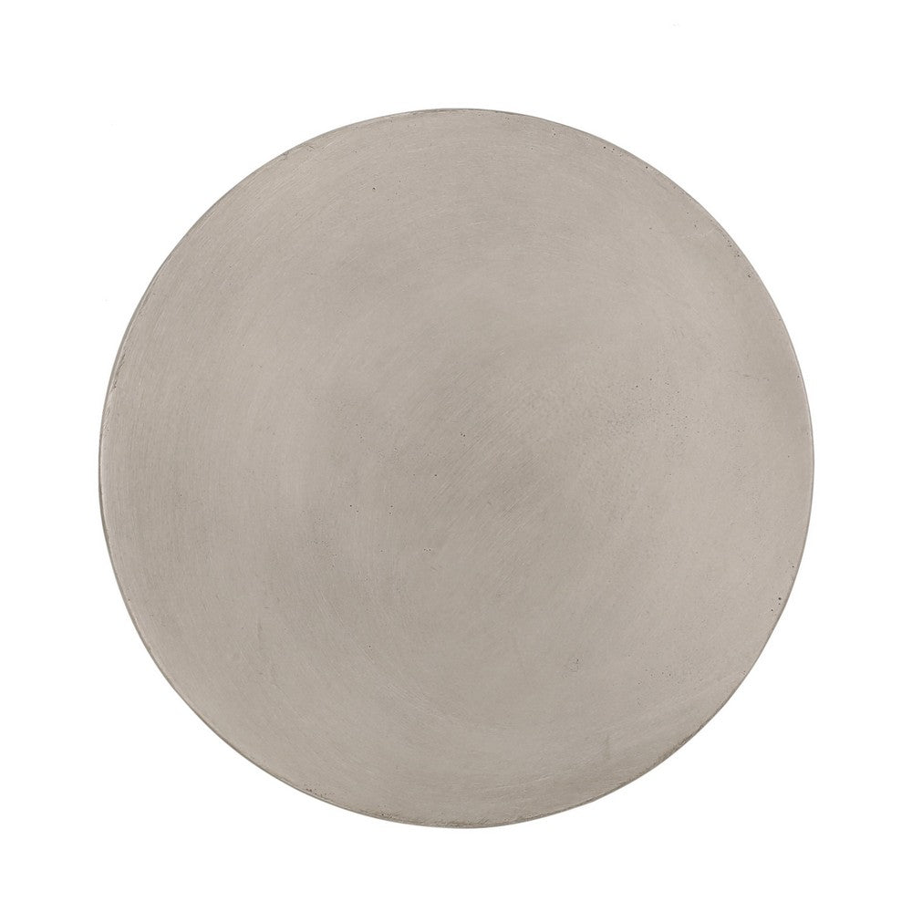 Outdoor Side Table, 16 Inch Round, Elegant Light Gray Faux Cement - BM323857