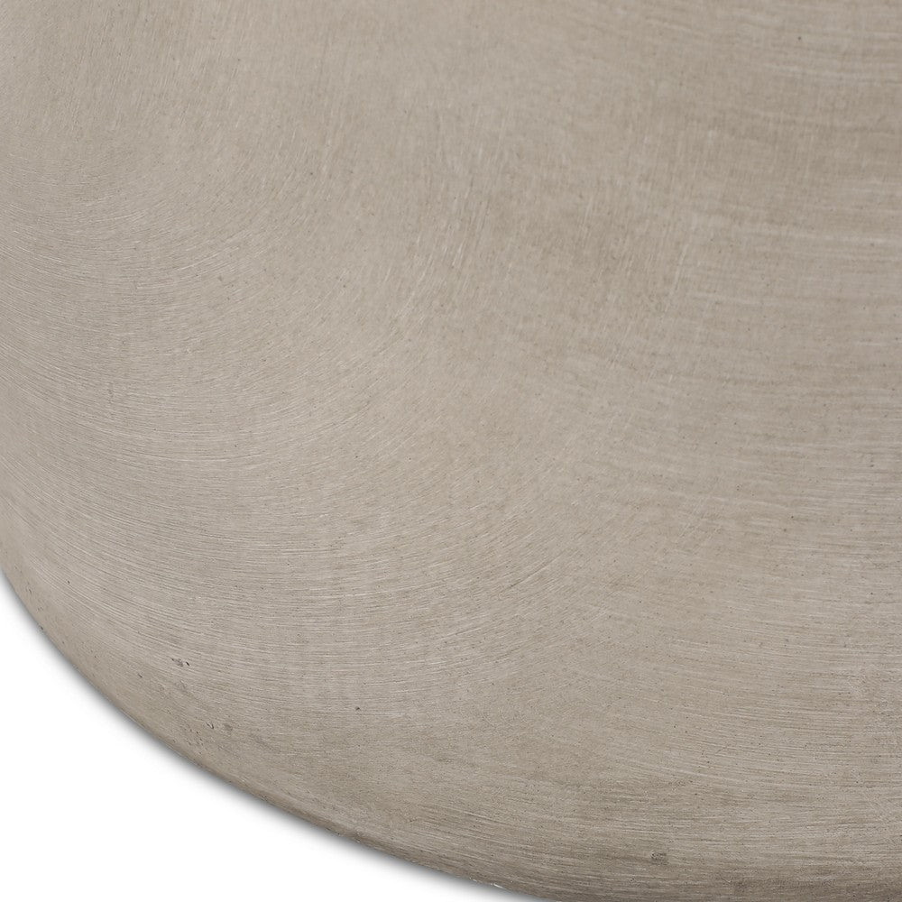 Outdoor Side Table, 16 Inch Round, Elegant Light Gray Faux Cement - BM323857