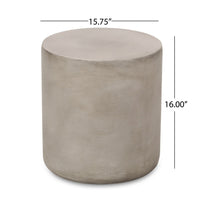 Outdoor Side Table, 16 Inch Round, Elegant Light Gray Faux Cement - BM323857