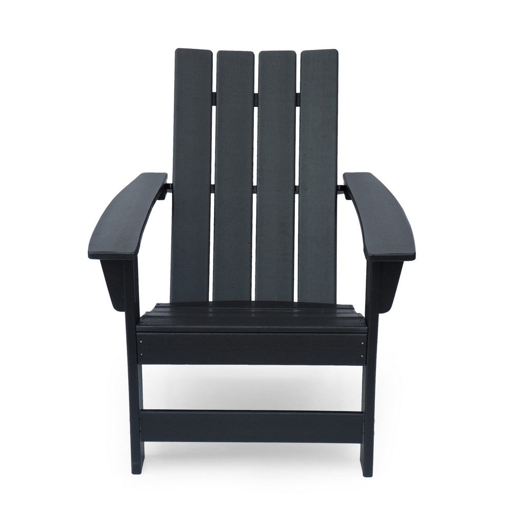 Elisa Outdoor Adirondack Chair, Waterfall Front, Slatted, Black Finish - BM323863
