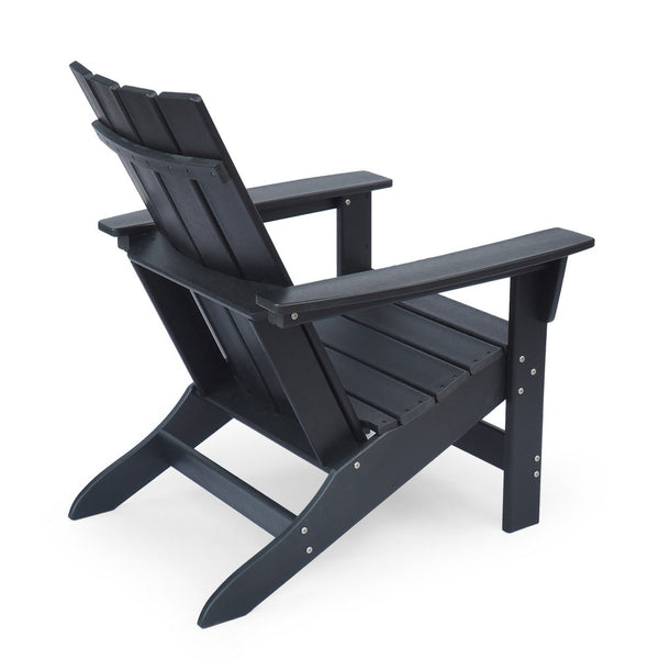 Elisa Outdoor Adirondack Chair, Waterfall Front, Slatted, Black Finish - BM323863