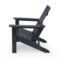 Elisa Outdoor Adirondack Chair, Waterfall Front, Slatted, Black Finish - BM323863