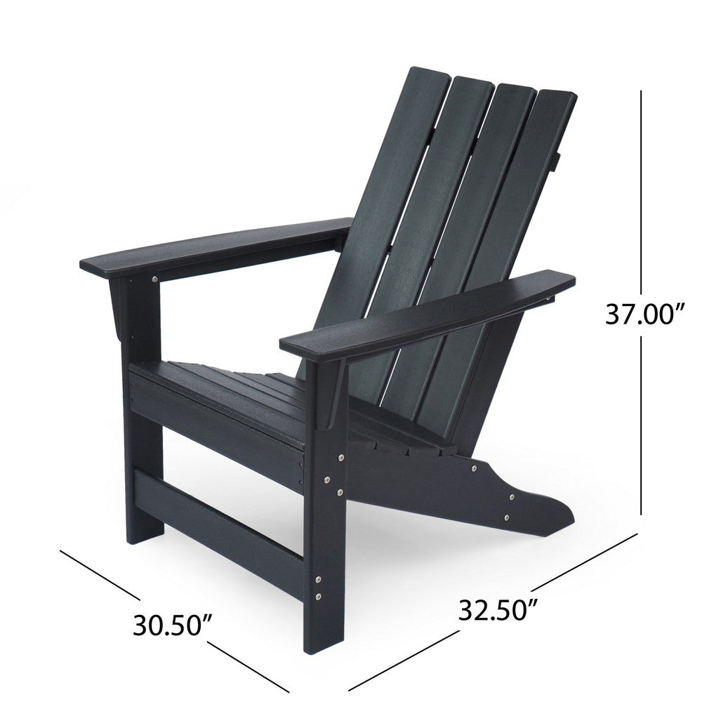 Elisa Outdoor Adirondack Chair, Waterfall Front, Slatted, Black Finish - BM323863