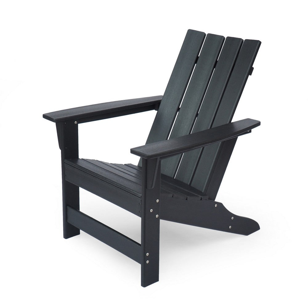 Elisa Outdoor Adirondack Chair, Waterfall Front, Slatted, Black Finish - BM323863