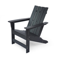 Elisa Outdoor Adirondack Chair, Waterfall Front, Slatted, Black Finish - BM323863