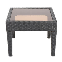Annie Outdoor Square Accent Table, Tempered Glass, 20 Inch Gray Wicker - BM323864